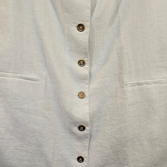 R J.Crew White Button Down Claudia Linen Dress NWT Size 3X Above Knee Sheath - Picture 4 of 11